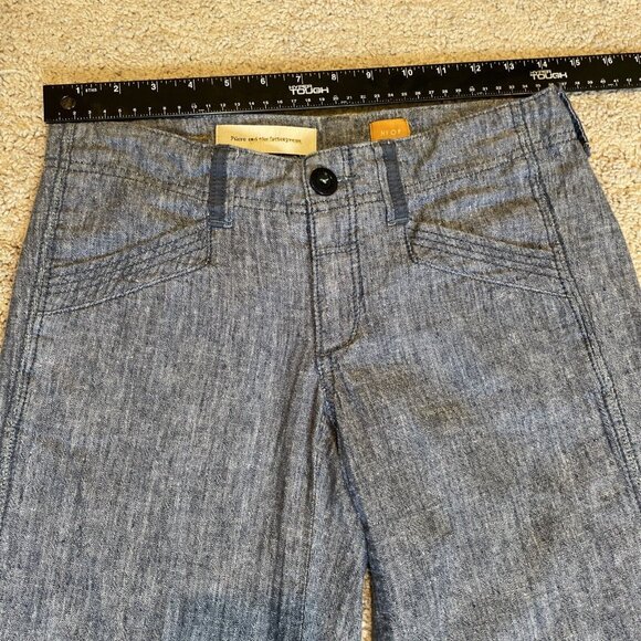 PILCRO AND THE LETTERPRESS Linen Blend Wide Leg Pants Women's 0P Heather Blue - Picture 8 of 14